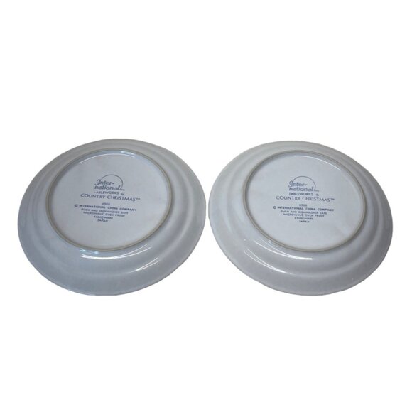 2 International Country Christmas Salad Plates Goose Snowman Cat Cow 7 5/8” - Picture 4 of 5